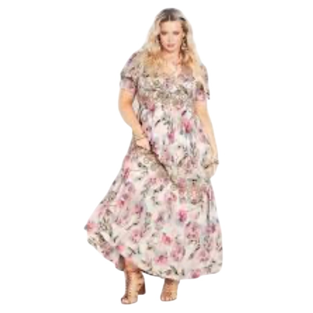 Ana York Floral Embroidered Maxi Dress Romantic Peasant NWT Women size 22/24